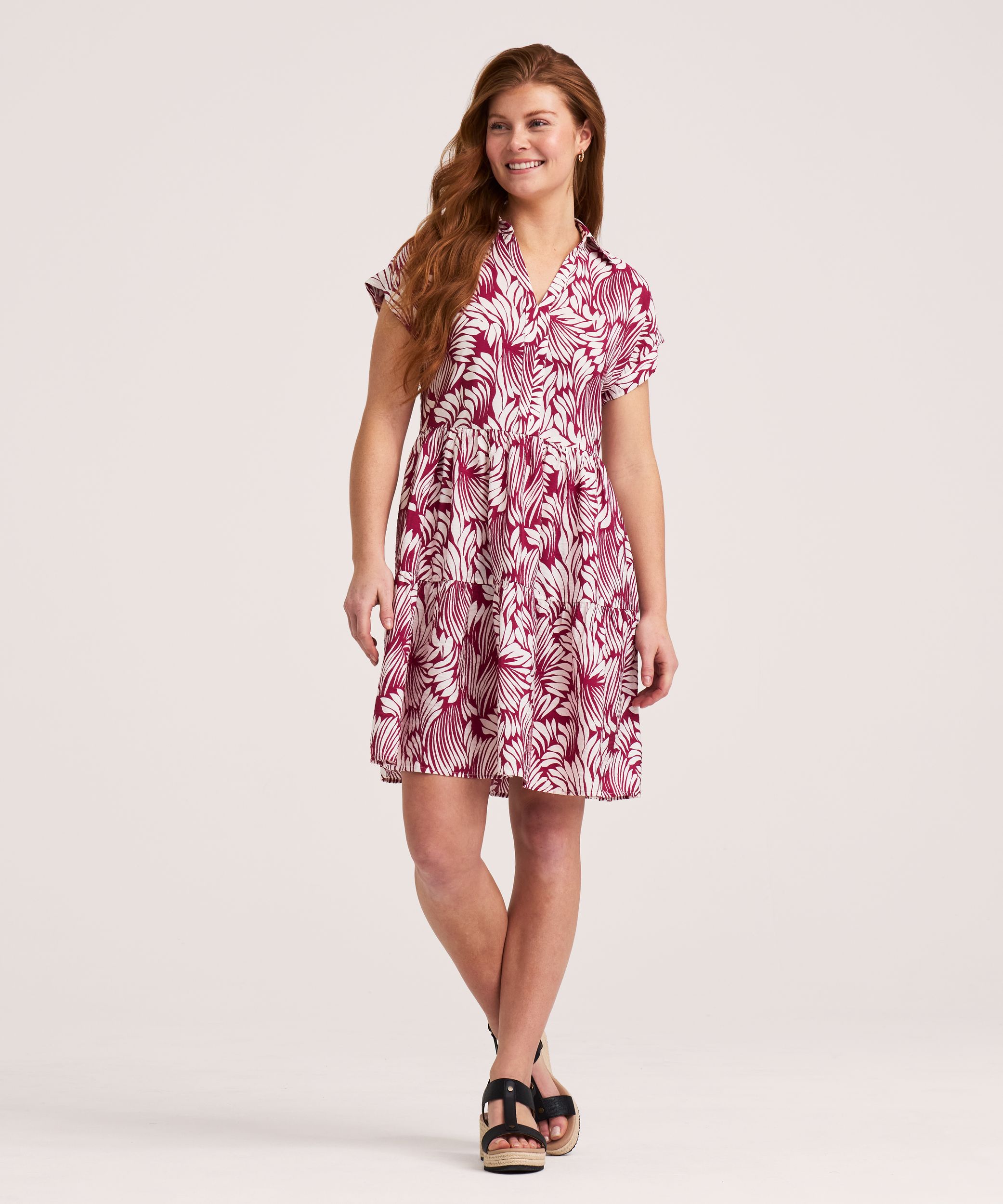 Robe à col Johnny et à manches courtes pour femmes, Denver Hayes