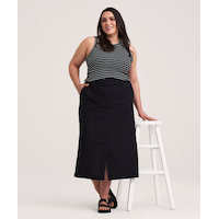 Denver Hayes Women's Linen Skirt Front_Flat