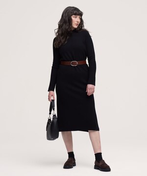 Robe chandail mi-longue en tricot double pour femmes, Denver Hayes