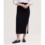 Jupe mi-longue en tricot double avec fentes pour femmes, Denver Hayes Front_Flat