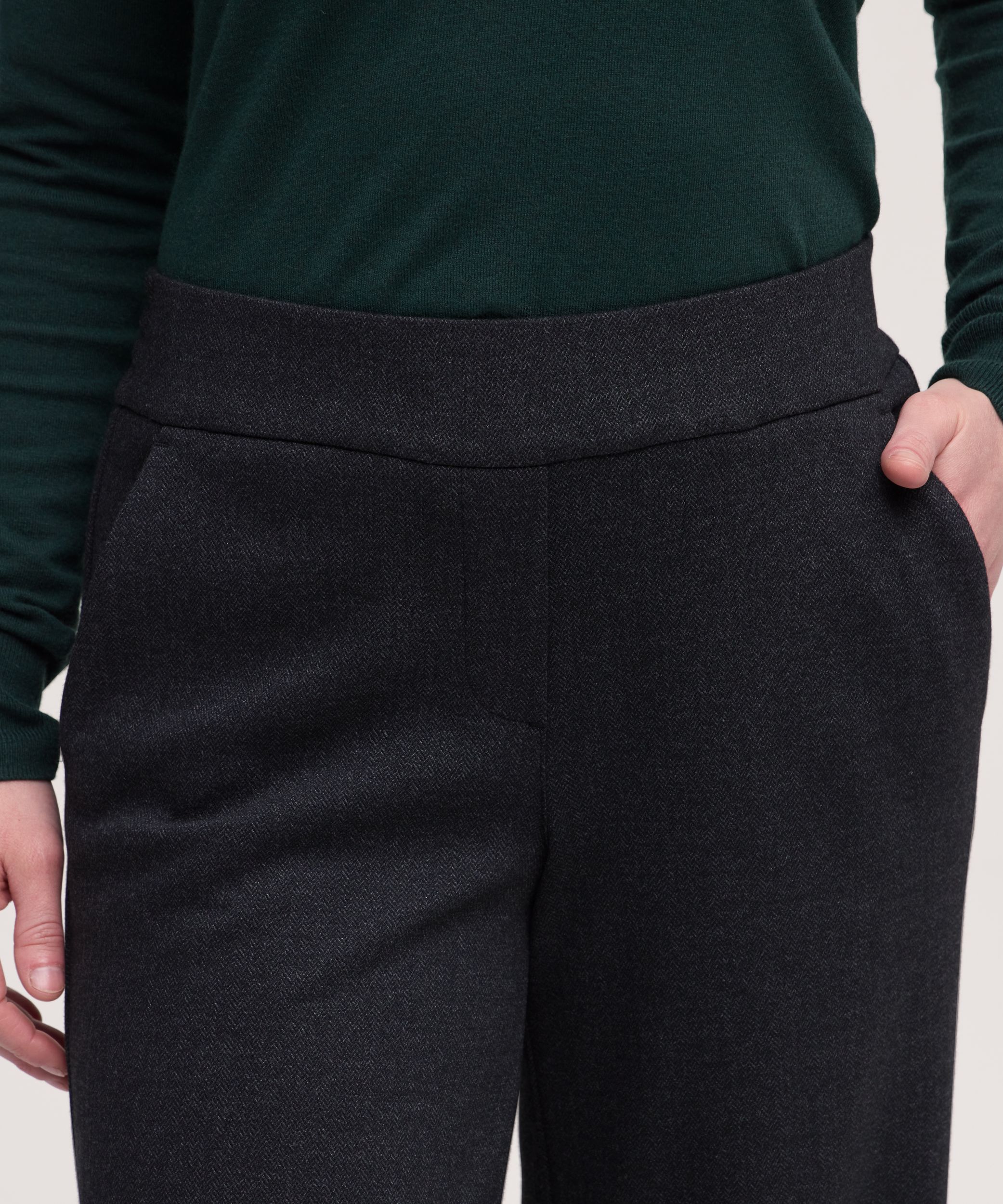 Pantalon facile à enfiler en tricot à jambe large et à motif pour femmes, Denver Hayes