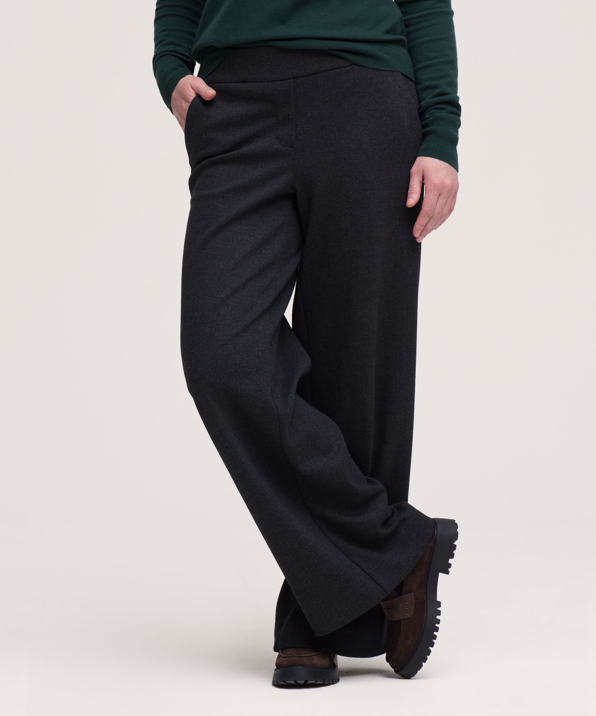 Pantalon facile à enfiler en tricot à jambe large et à motif pour femmes, Denver Hayes