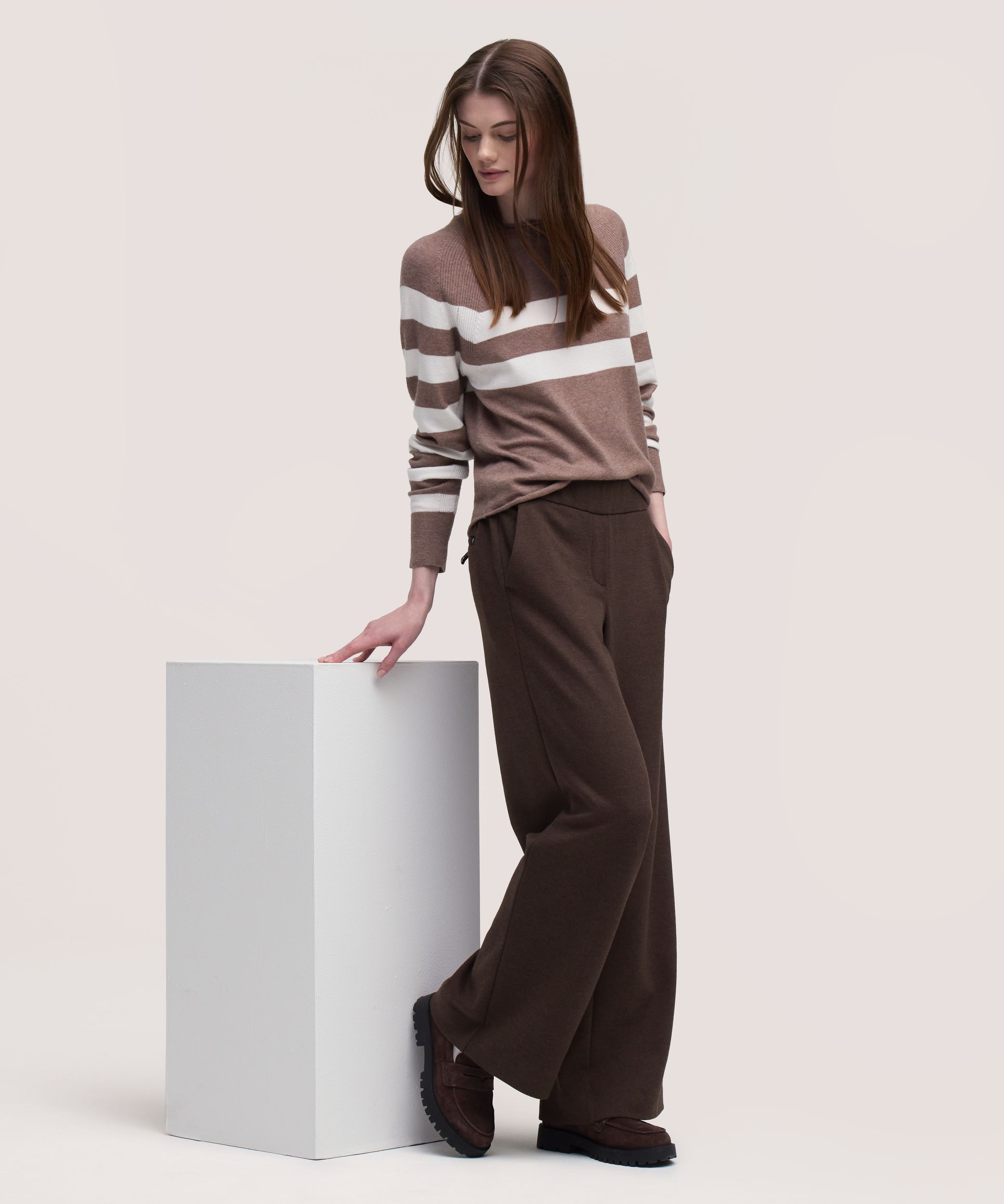 Denver Hayes Women's Easy Pull-On Pattern Knit Wide Leg Pants