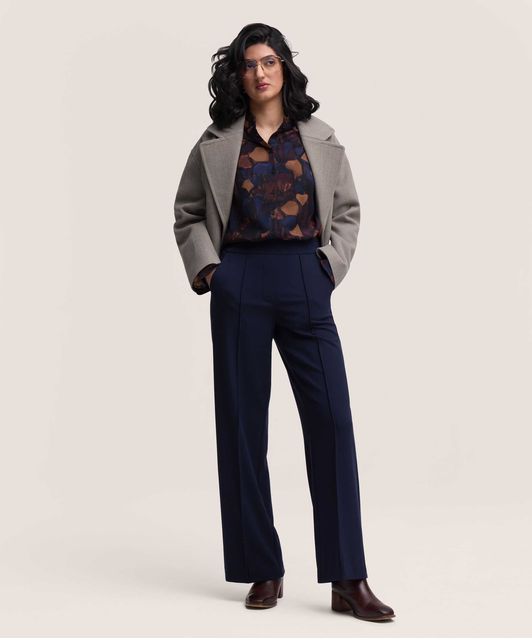 Pantalon à enfiler à drapé doux pour femmes, Denver Hayes