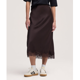Jupe en satin à bordure en dentelle pour femmes, Denver Hayes Front_Flat