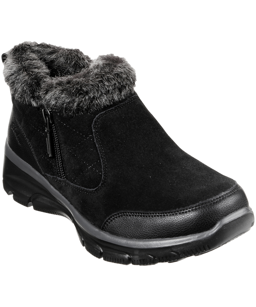 Women s Easy Going Quilted Faux Fur Lined Zip Boots Black Marks