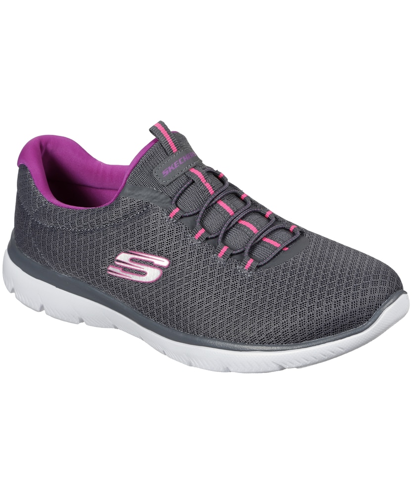 Skechers Women's Jumpstart Summits Slip On Shoes - Charcoal/Pink