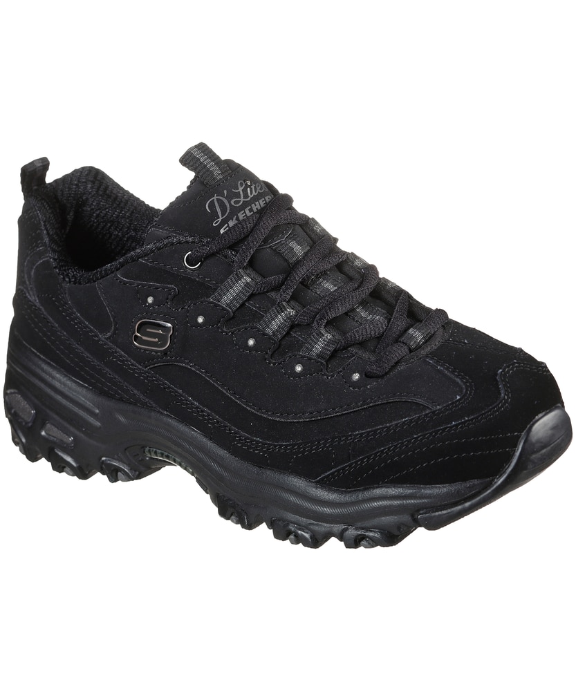Skechers Women's D'Lites Play On Nubuck Lace Up Shoes - Black | Marks