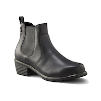 Denver Hayes Women's Ainsley Quad Comfort Leather Chelsea Heel Boots - Black Front_Three_Fourths_Angled_Right