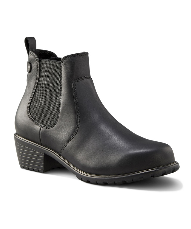 Denver Hayes Women's Ainsley Quad Comfort Leather Chelsea Heel Boots - Black