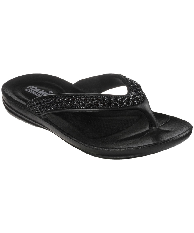 Skechers Women's Glitzy Foamies Rhinestone Flip Flop Sandals