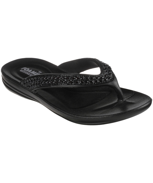 Skechers Women's Glitzy Foamies Rhinestone Flip Flop Sandals Marks