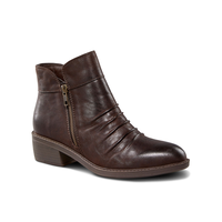 Denver Hayes Women's Skyla Rouched Ankle Boots - Brown Front_Three_Fourths_Angled_Right