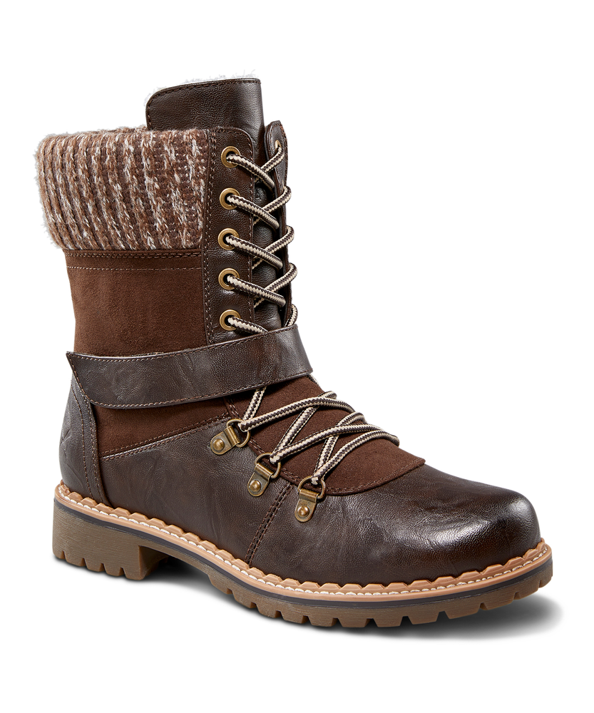 Lace up booties with fur online
