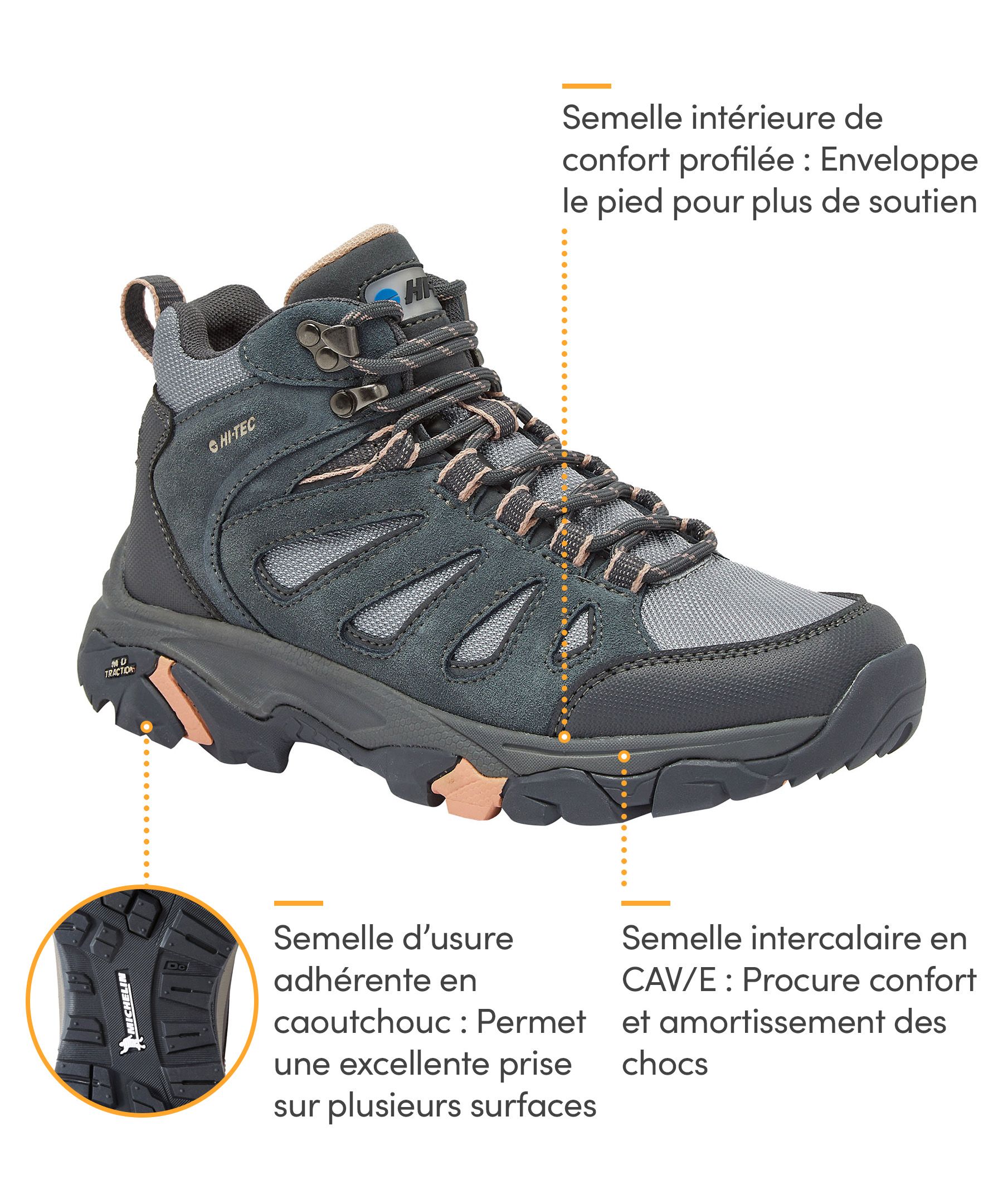 Bottes de randonnée mi-hautes Mesa Mid I étanches à l’eau pour femmes, Hi-Tec