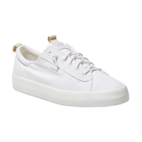 KEDS Women's Kickback Canvas Slip On Sneakers - White Front_Three_Fourths_Angled_Right