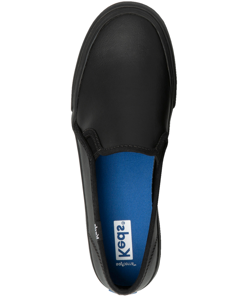 Keds black leather slip on top