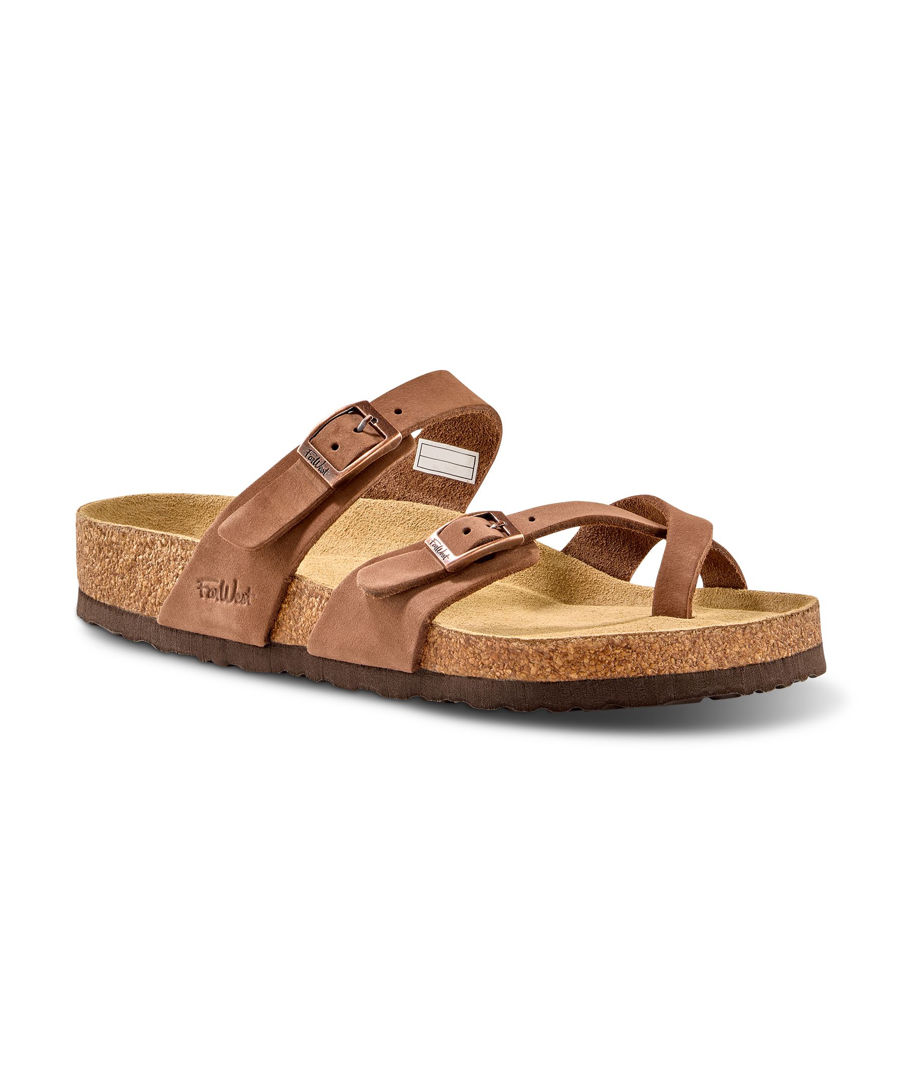 FarWest Women's Kelowna Leather Toe Loop Cork Sandals