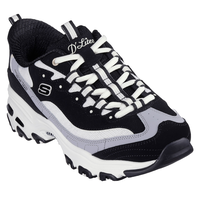 Skechers Women's Slip-ins D-Lites Sneakers - Wide Front_Three_Fourths_Angled_Right