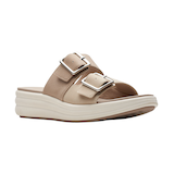 Sandales à enfiler à talon compensé et boucle pour femmes, Drift Buckle Wedge, Clarks Front_Three_Fourths_Angled_Right