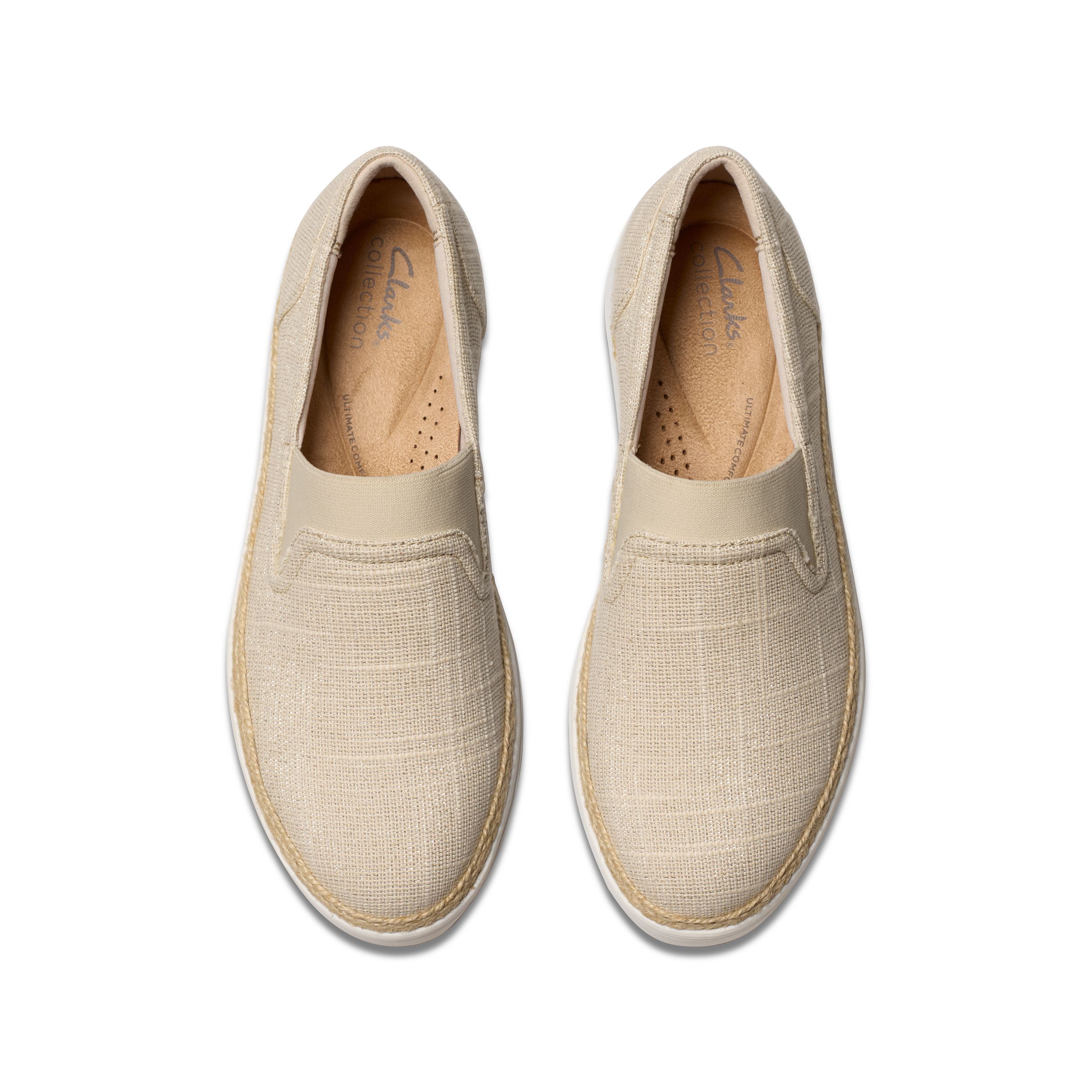 Chaussures à enfiler à talon compensé en toile pour femmes, large, Zylah Sky, Clarks
