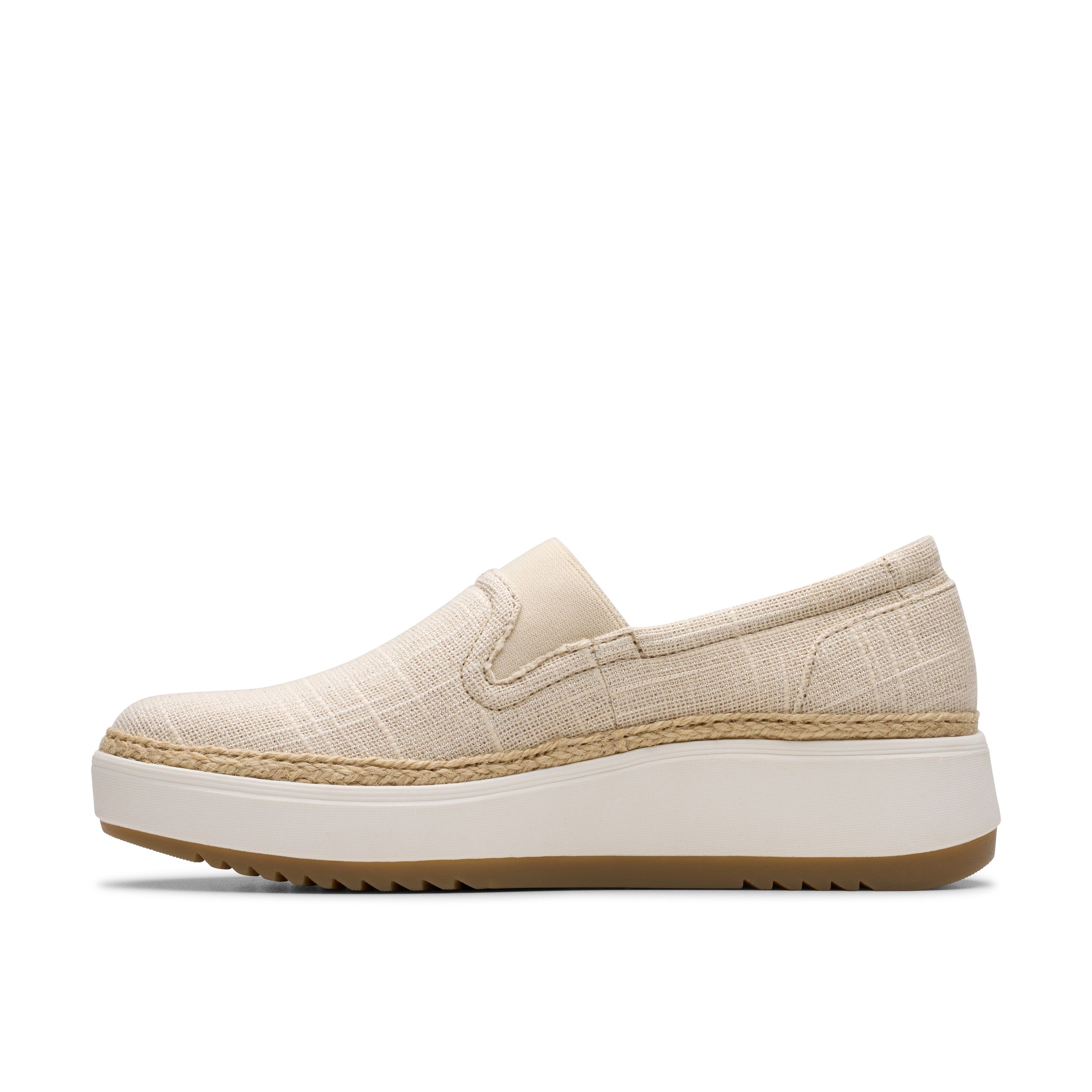 Chaussures à enfiler à talon compensé en toile pour femmes, large, Zylah Sky, Clarks