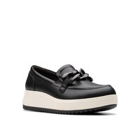 Clarks Women's Zylah May Leather Wedge Loafer Front_Three_Fourths_Angled_Right