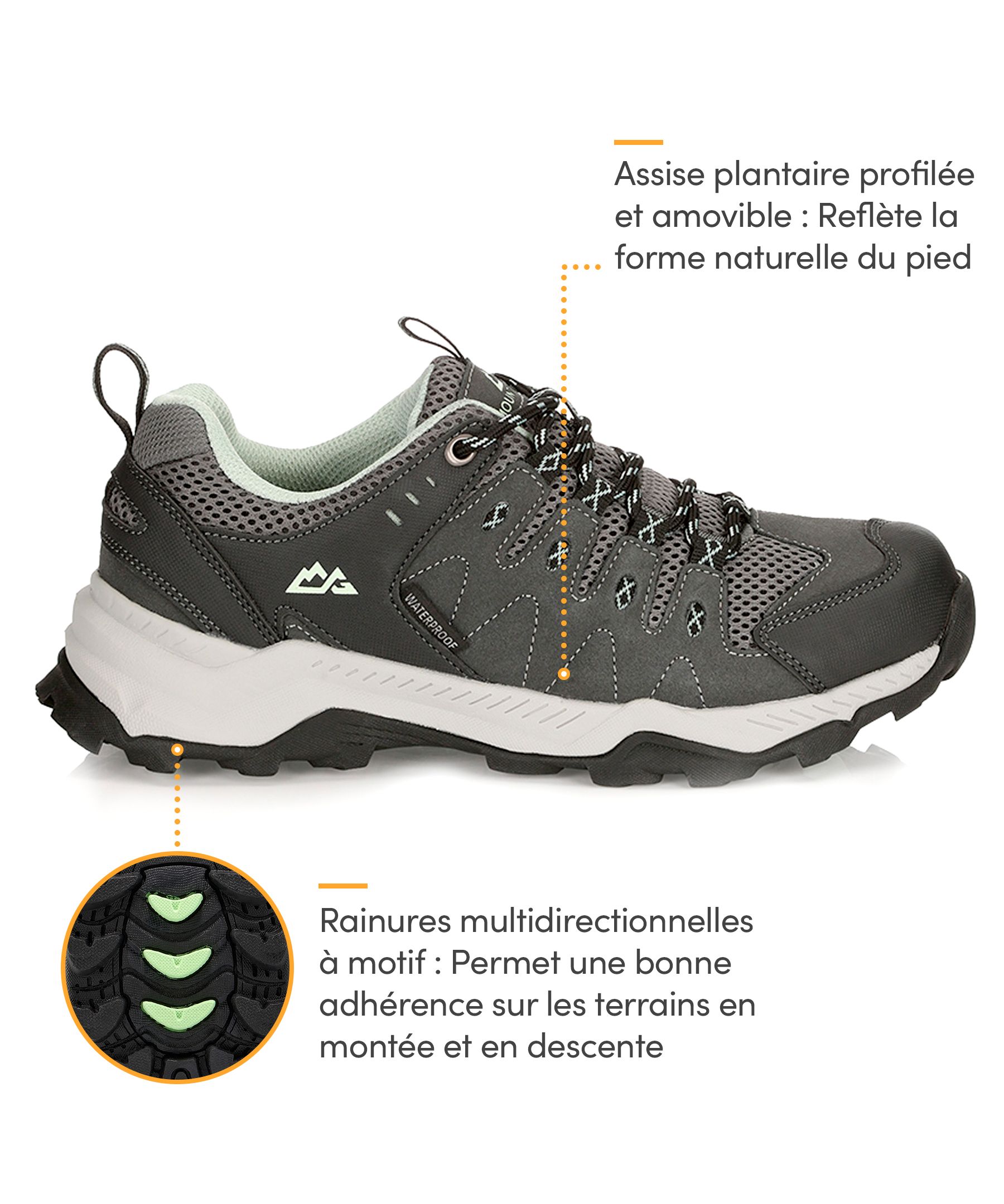 Chaussures de randonnée basses étanches à l'eau pour femmes, Ridge, Mountain Gear