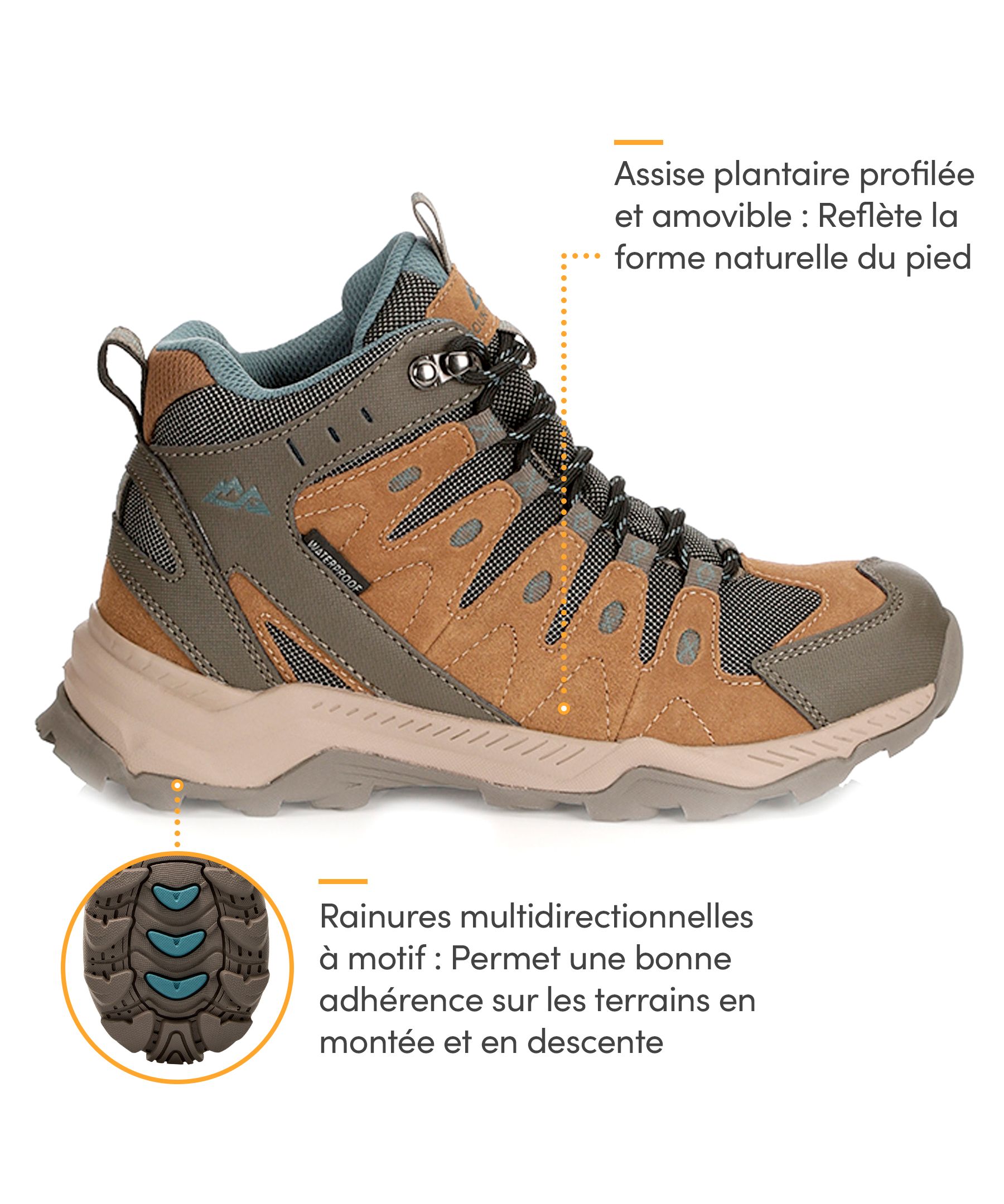 Bottes de randonnée mi-hautes étanches à l'eau pour femmes, Ridge, Mountain Gear