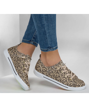 Skechers Women's Bobs Cute 2.0 On Brand Animal Print Canvas Shoes