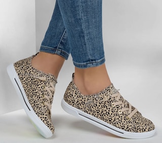 Skechers Women's Bobs Cute 2.0 On Brand Animal Print Canvas Shoes