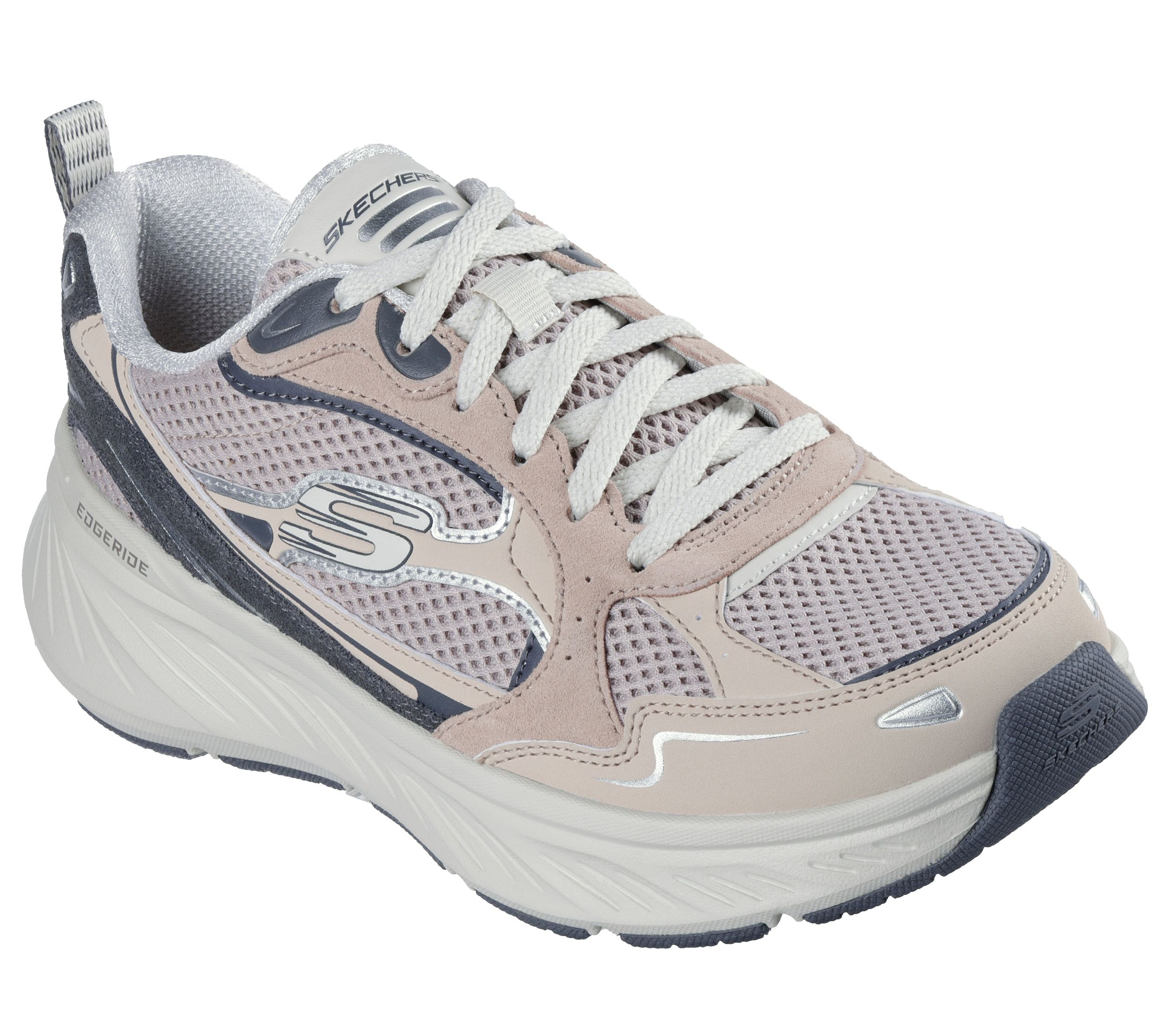 Chaussures à lacets en filet avec revêtement à coupe décontractée pour femmes, Edgeride, Skechers