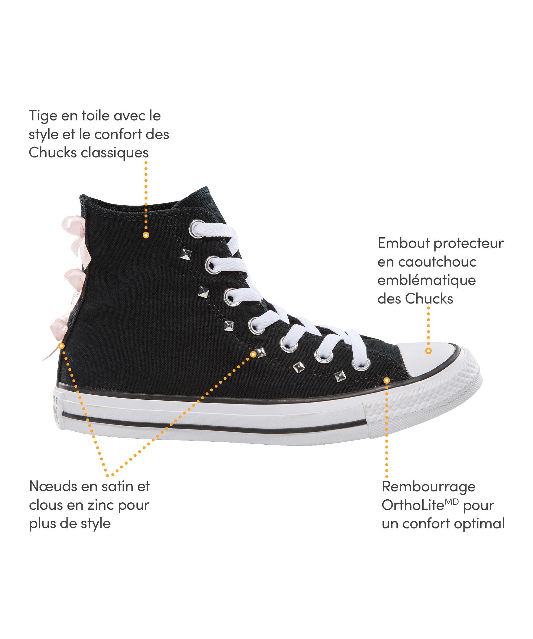 Chaussures de sport montantes pour femmes, Bows And Studs, Converse