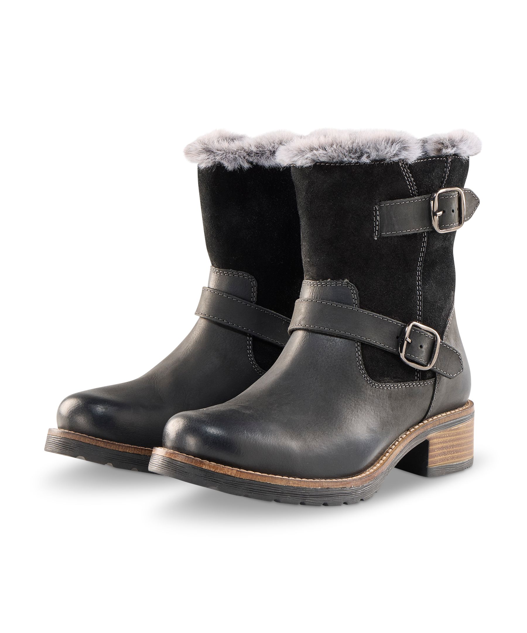 Denver Hayes Women's Livya Leather Faux Fur Boots