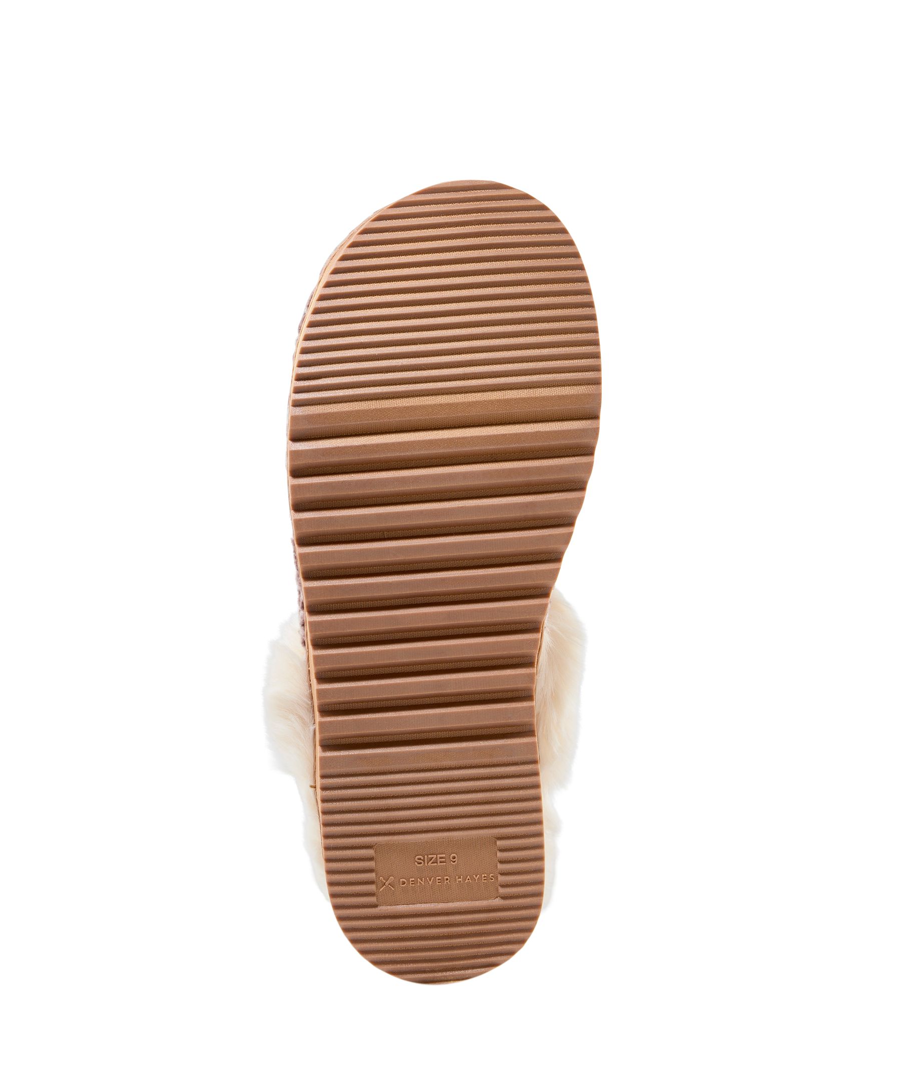 Denver Hayes Women's Fur Collar Cable Knit Slippers