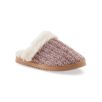 Denver Hayes Women's Fur Collar Cable Knit Slippers