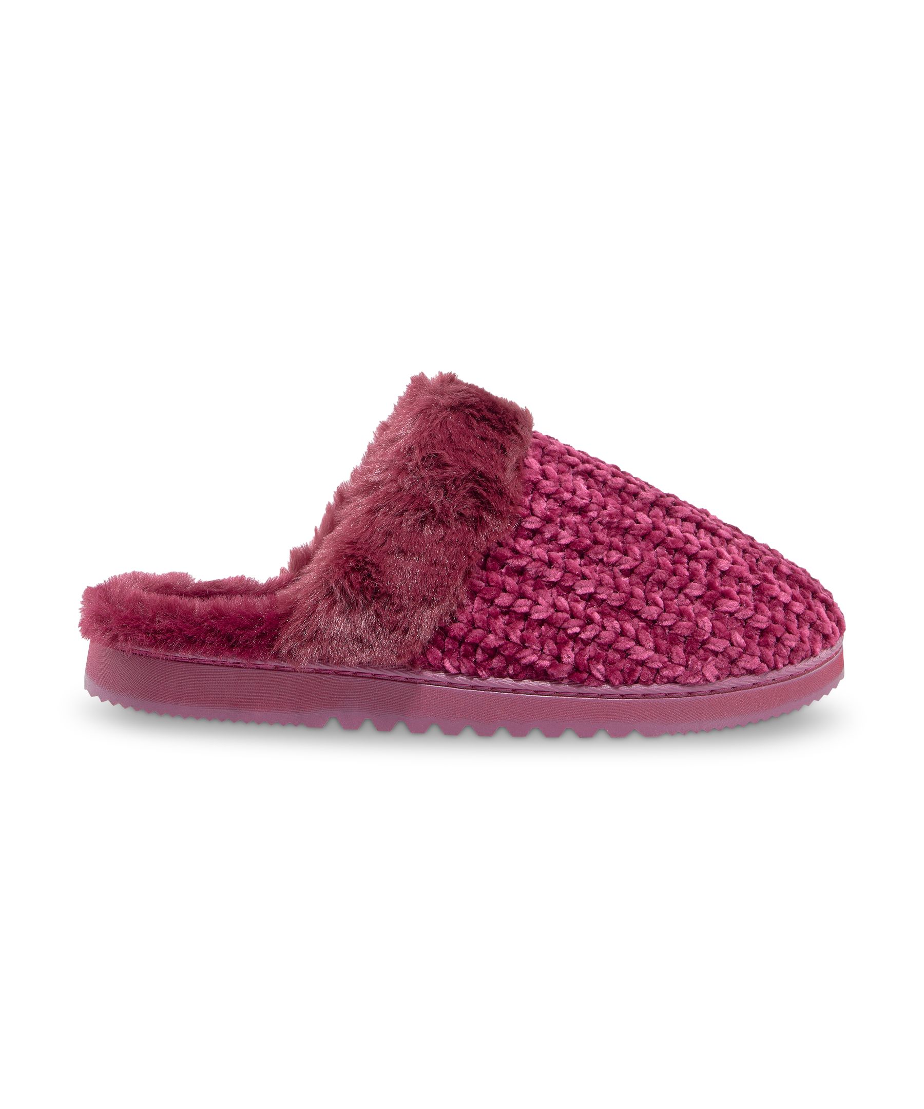 Denver Hayes Women's Fur Collar Cable Knit Slippers