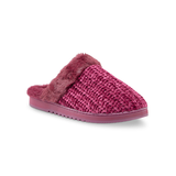 Denver Hayes Women's Fur Collar Cable Knit Slippers Front_Three_Fourths_Angled_Right