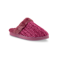 Denver Hayes Women's Fur Collar Cable Knit Slippers