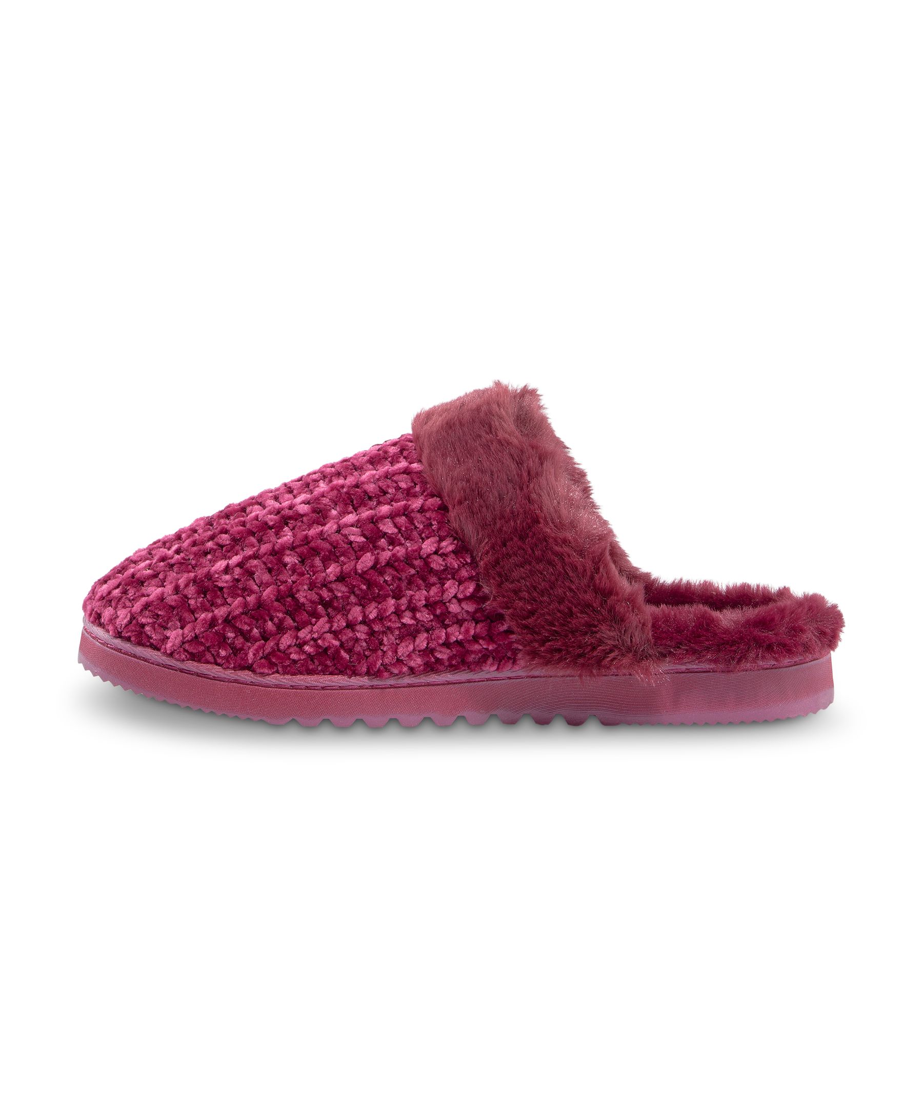 Denver Hayes Women's Fur Collar Cable Knit Slippers