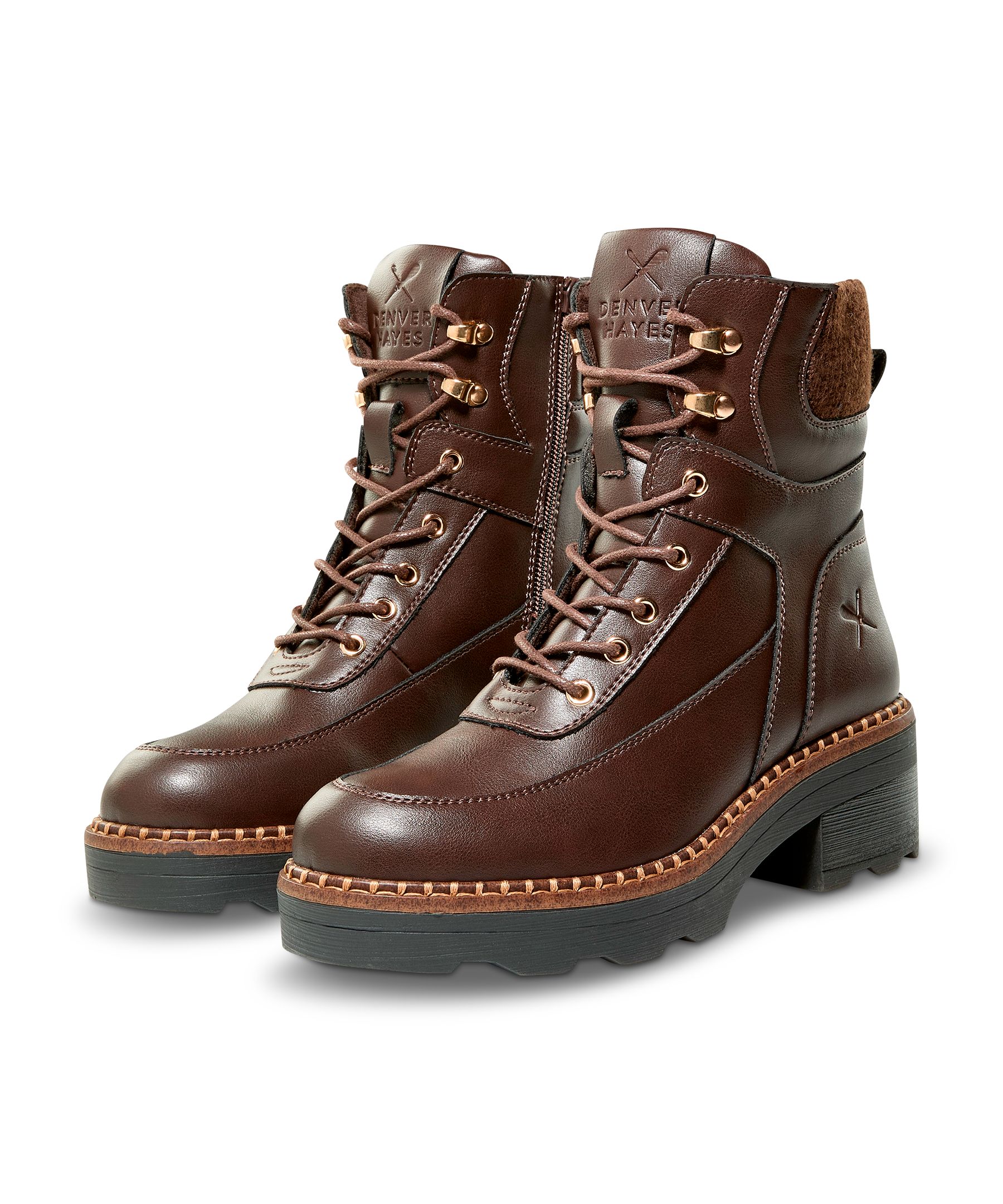 Denver Hayes Women's Sable Lace-Up Zippered Boots