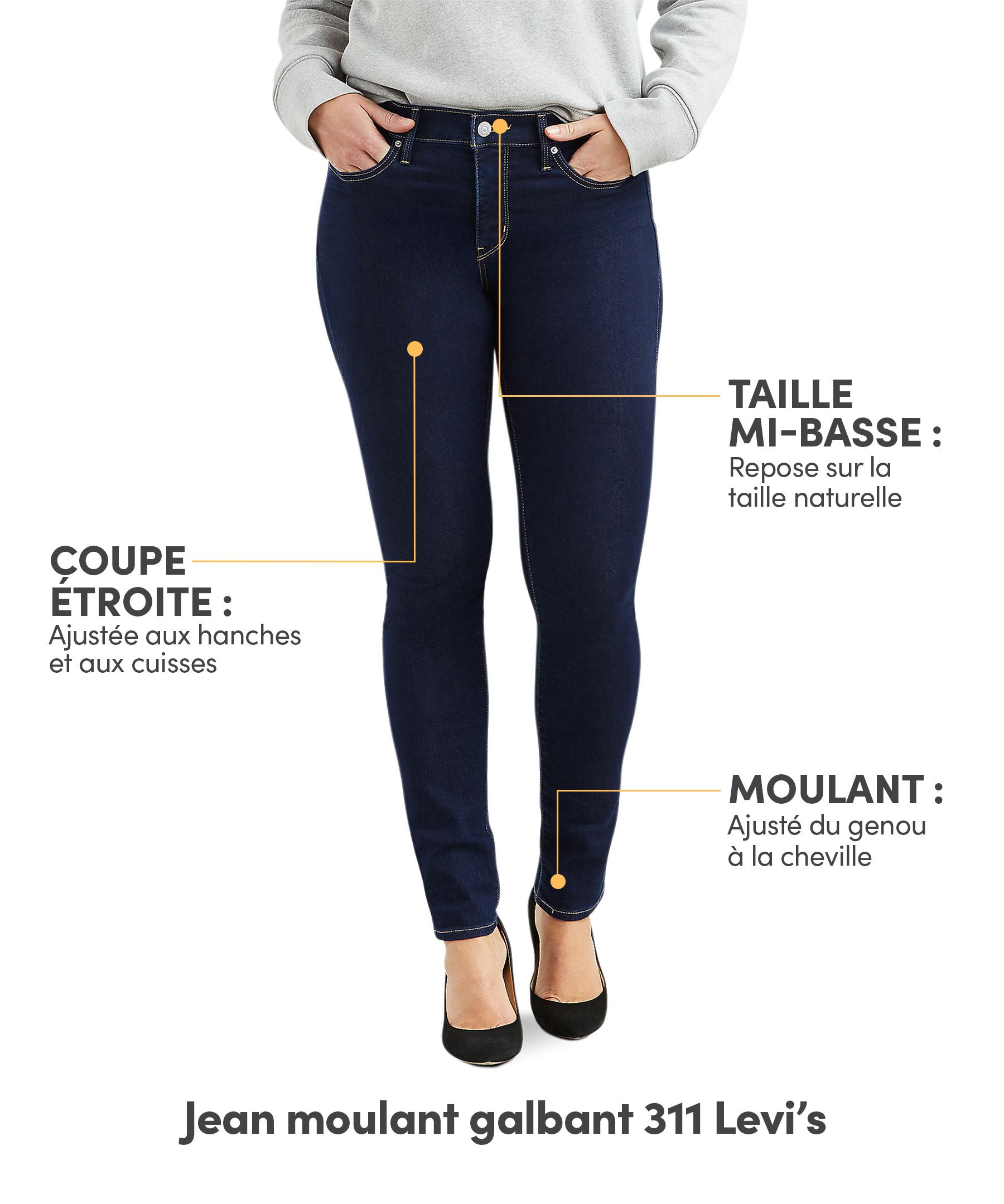 Jean moulant et galbant à taille mi-basse pour femmes, 311, Levi's