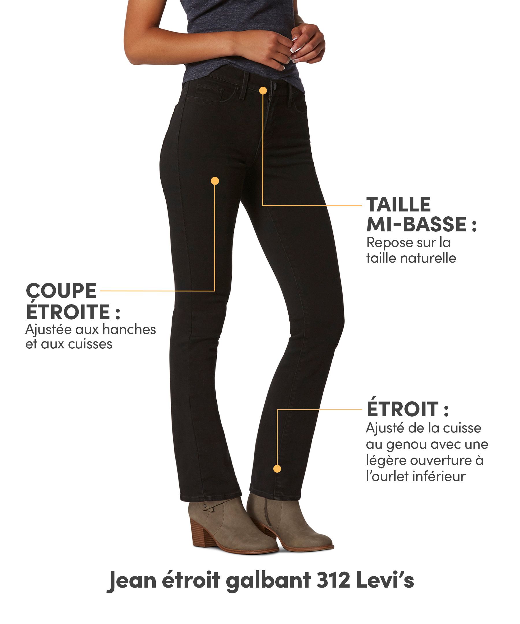 Jean étroit et galbant à taille mi-basse pour femmes, 312, Levi's