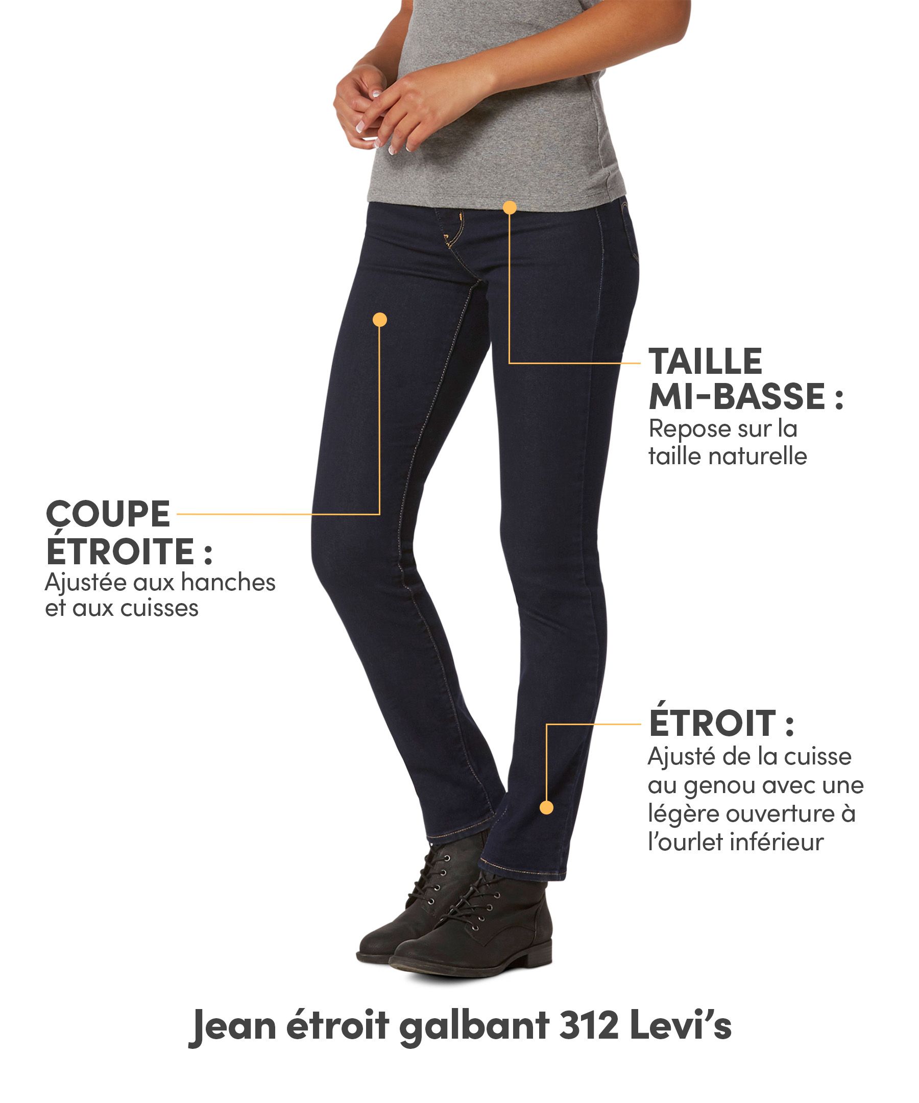 Jean étroit et galbant à taille mi-basse pour femmes, 312, Levi's