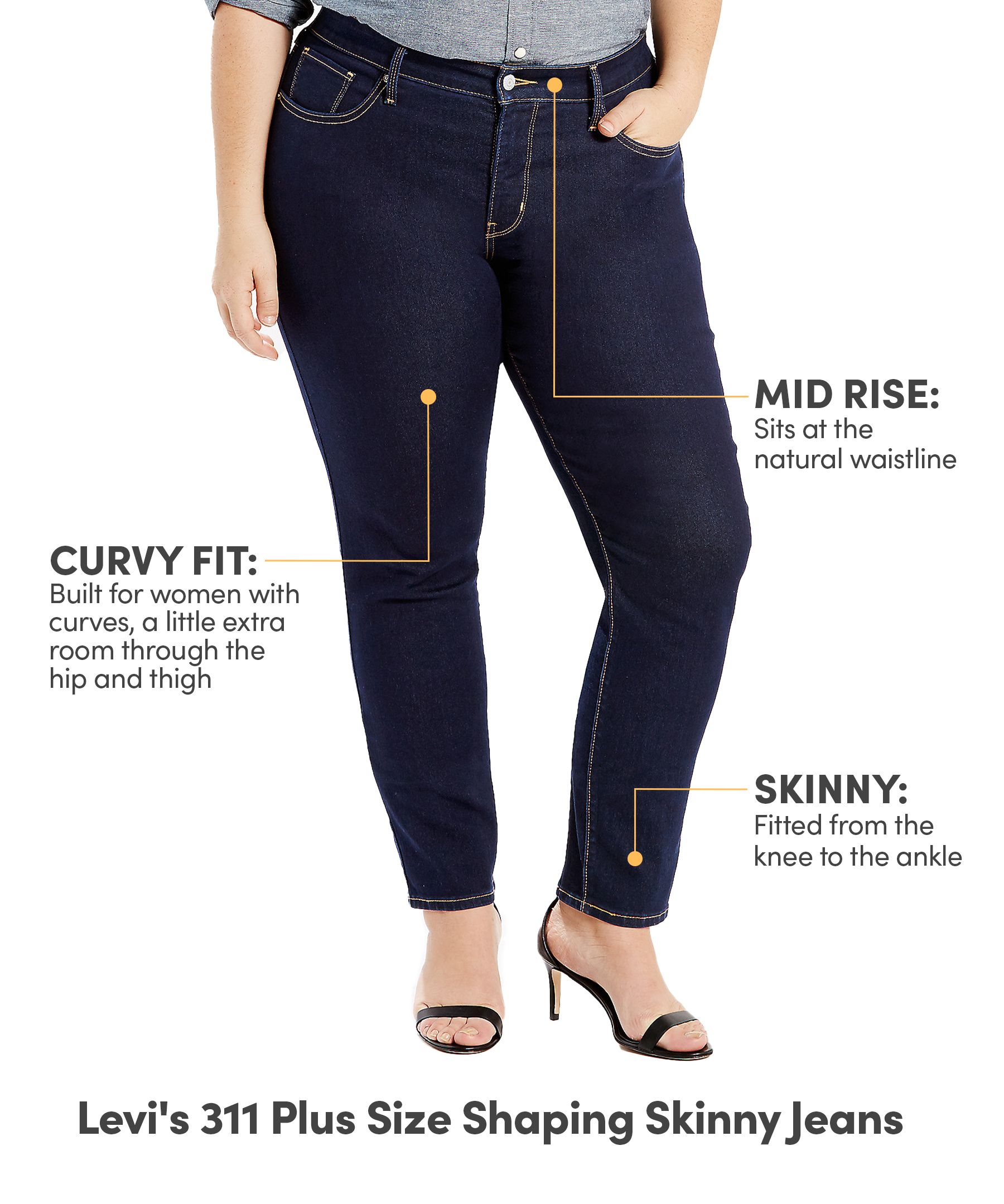 Levi's Women's 311 Shaping Mid Rise Skinny Jeans - Plus Size