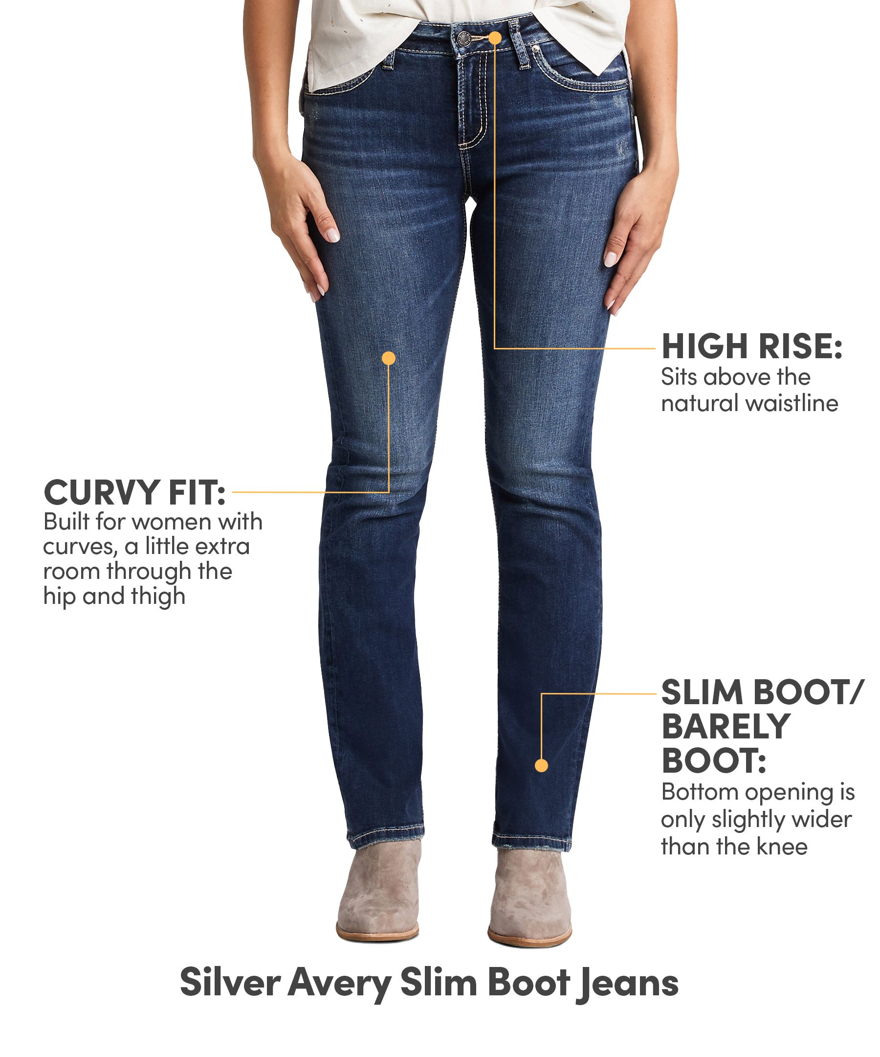 Bootcut Jeans Skinny Jeans For Curvy Figures Silver Women's Avery