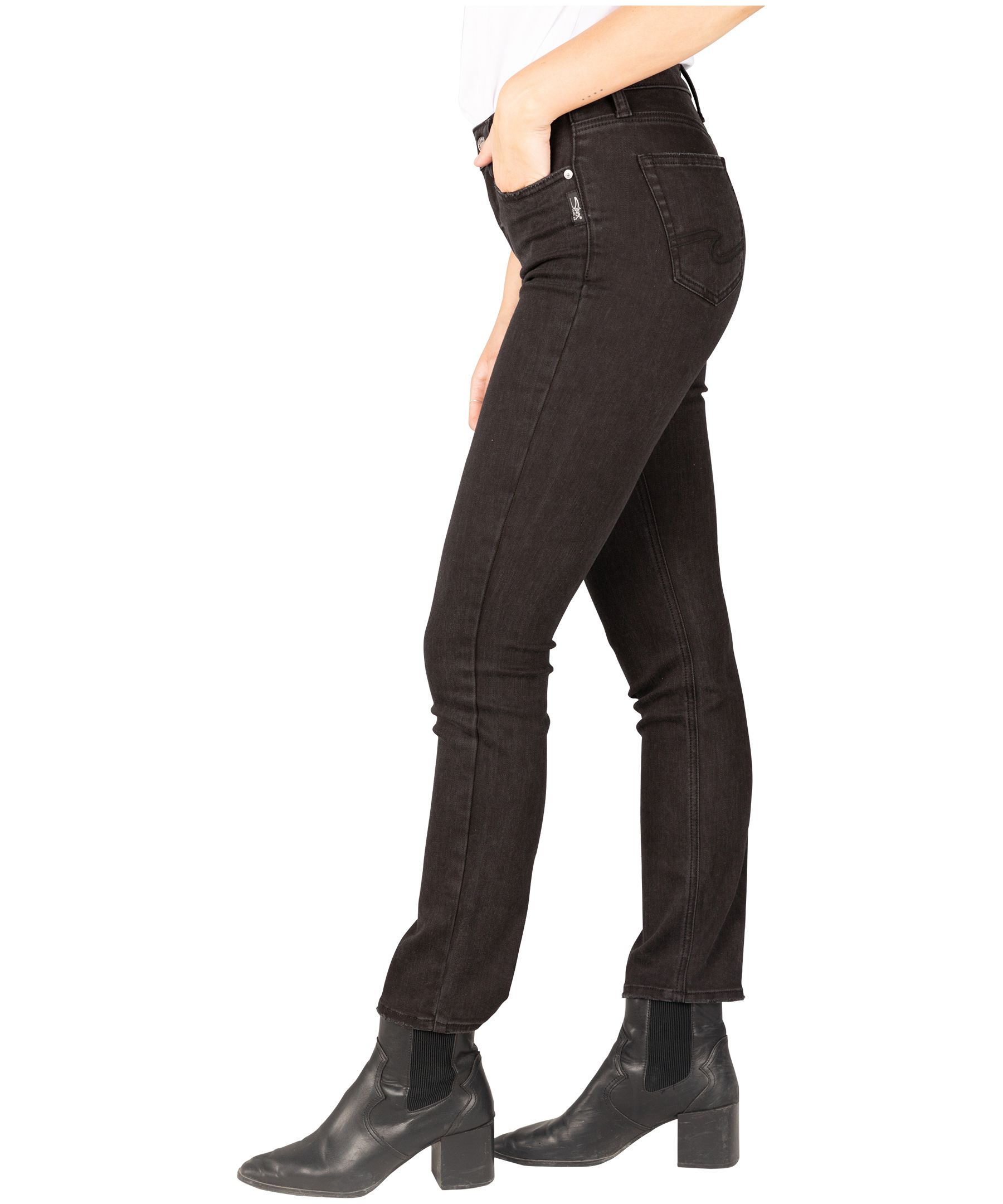 Silver Women's Suki Curvy Fit Mid Rise Straight Jeans - Black | Marks
