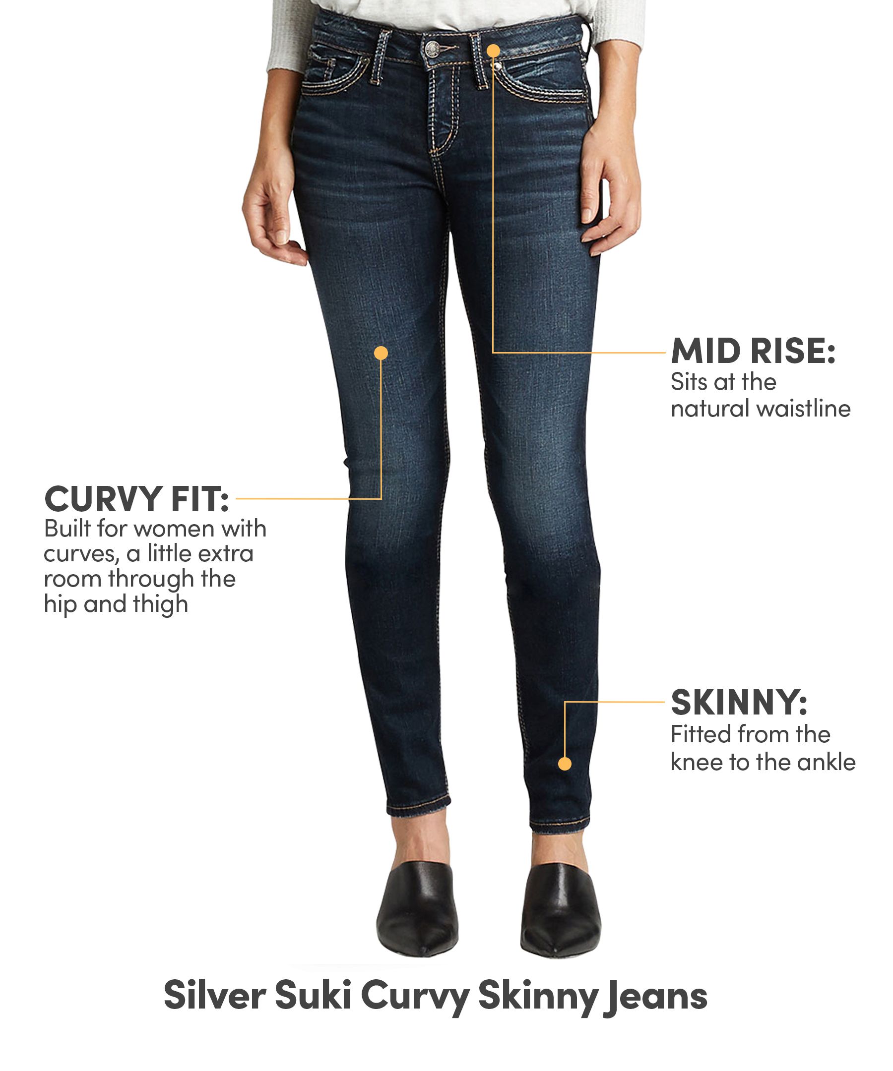 Silver Women's Suki Curvy Fit Mid Rise Skinny Jeans - Dark Indigo