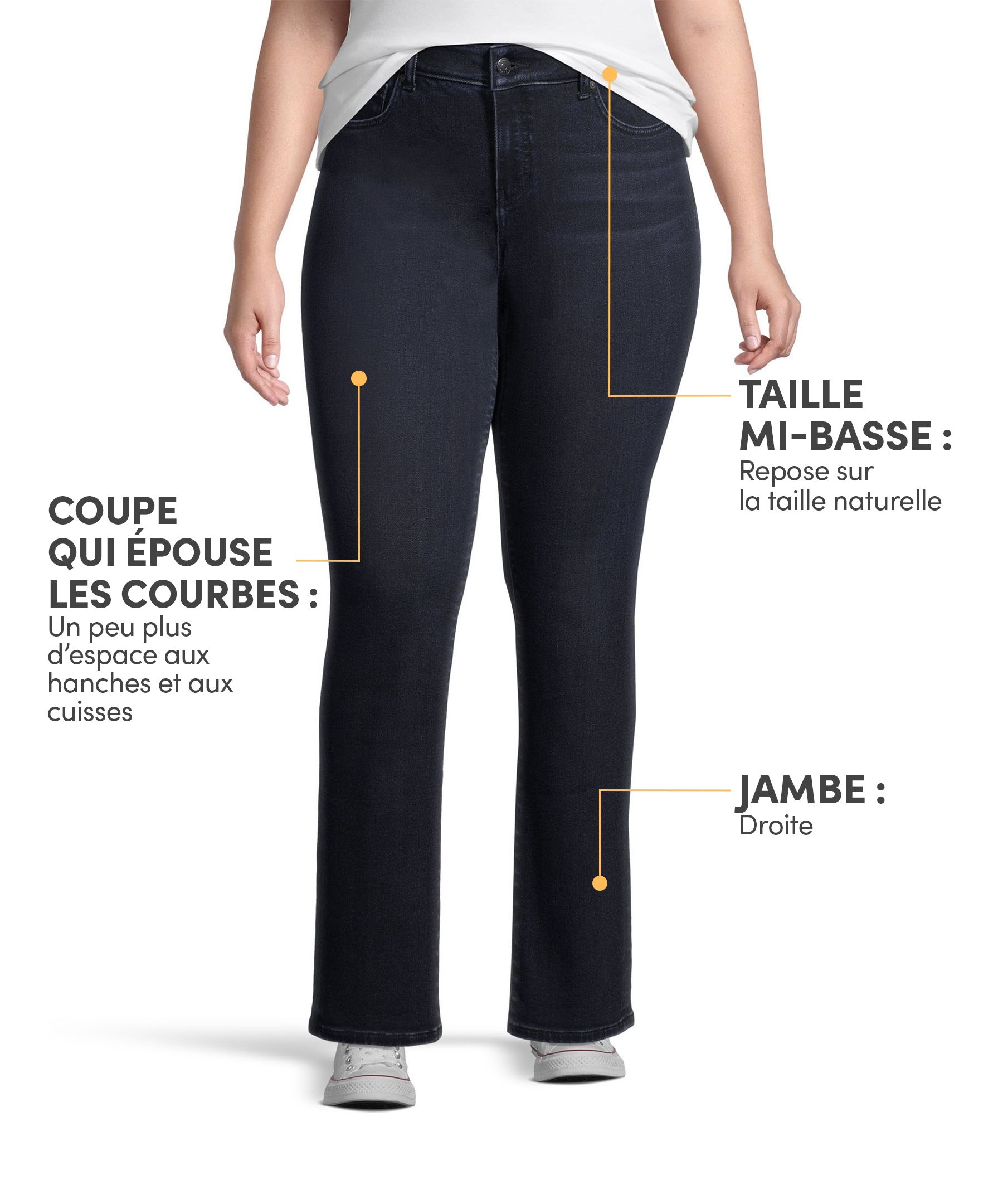 Jean Denver Hayes à jambe droite épousant les courbes pour femmes