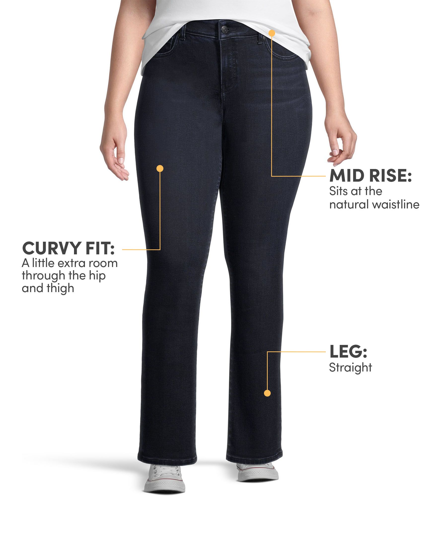 Denver Hayes Women's Curvy Fit Mid Rise Straight Jeans